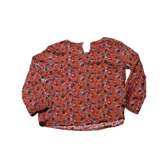 Old Navy Rust Floral Ruffle Blouse - Picture 2 of 3